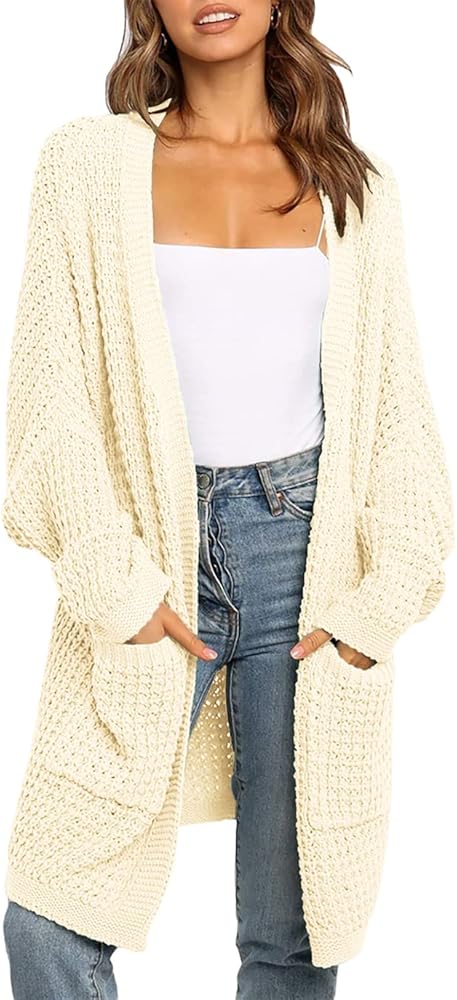BTFBM Women Long Sleeve Open Front Plain Knit Cardigan Fashion